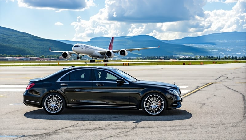 Luxury rental car parked at Sarajevo Airport
